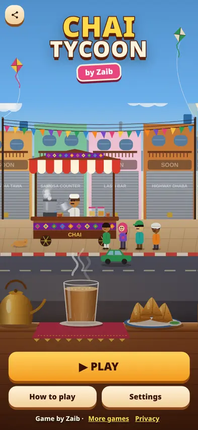 The Chai Tycoon title screen with a Play button